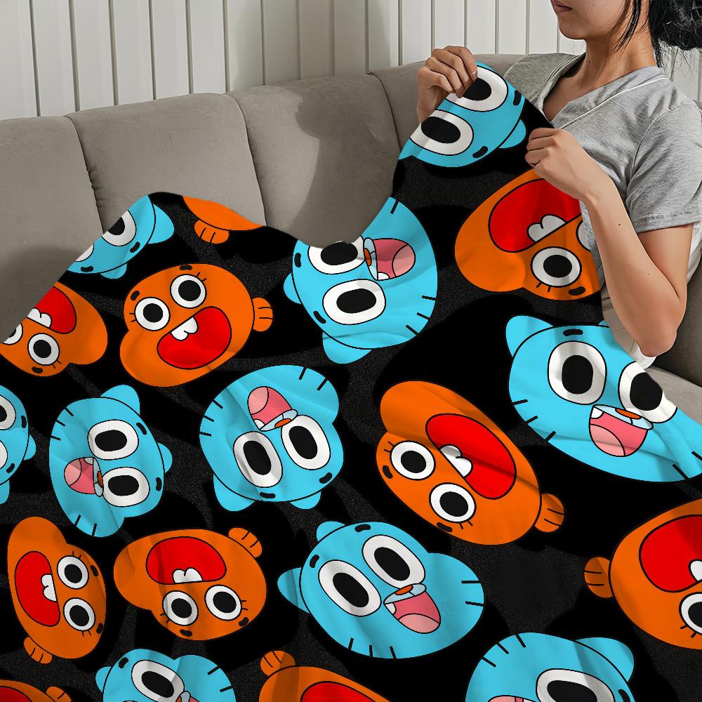 cartoon funny art Flannel warm soft plush blanket sofa living room hogar of G-gumball bedroom W-world travel gift home A-Amazing