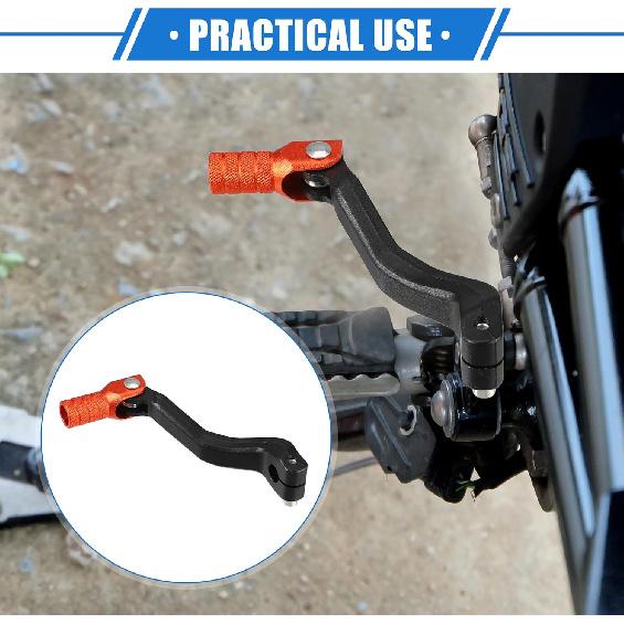 Motorcycle Gear Shifter Lever, Pedal Shift Lever Arm Universal for Motorcycle Folding Aluminum Alloy Orange Black