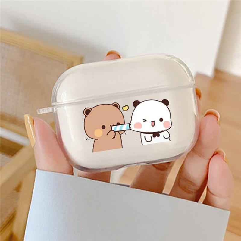 Kawaii Cute BuBu DuDu Bear Couple Earphone Case For Airpods 4 3 2 1 Clear Soft Wireless Cover For Apple Airpod Pro 2 Accessories