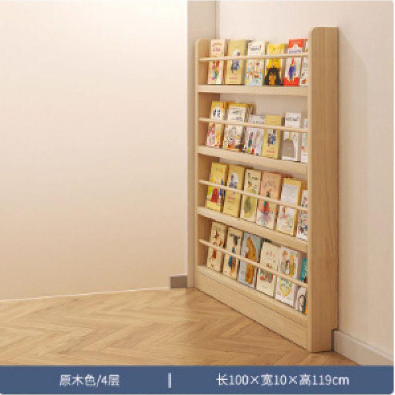 Behind the Door Bookshelf, Solid Wood Wall-mounted Storage Rack, Narrow Bookcase for Children's Rooms, Multi-layer Cabinet
