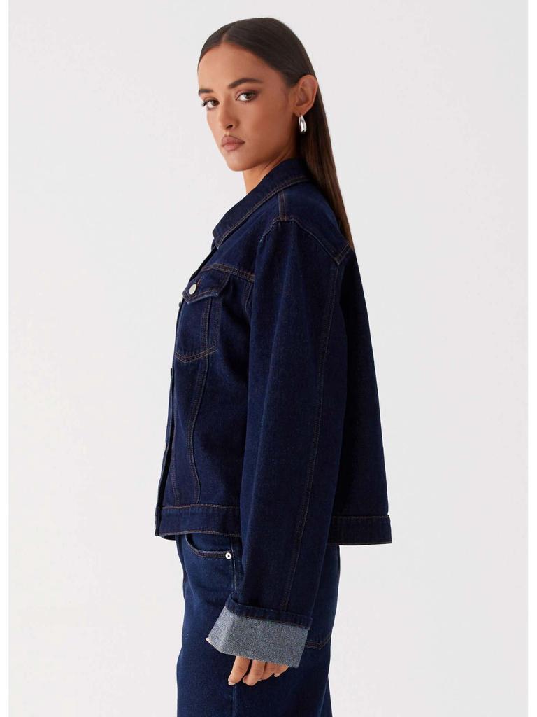 European Lapel Casual Women's Denim Jacket