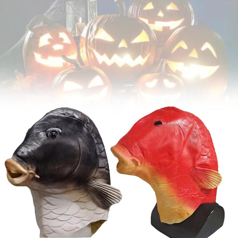 Funny Goldfish Head Mask Unique Animal Theme Costume Perfect For Halloween Parties And Pranks