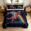 Cartoon Sci Fi Duvet Cover Single for Teens Adults,Space Astronaut Bedding with Zipper, Reversible Bed Sets 2 Piece Quilt Cover