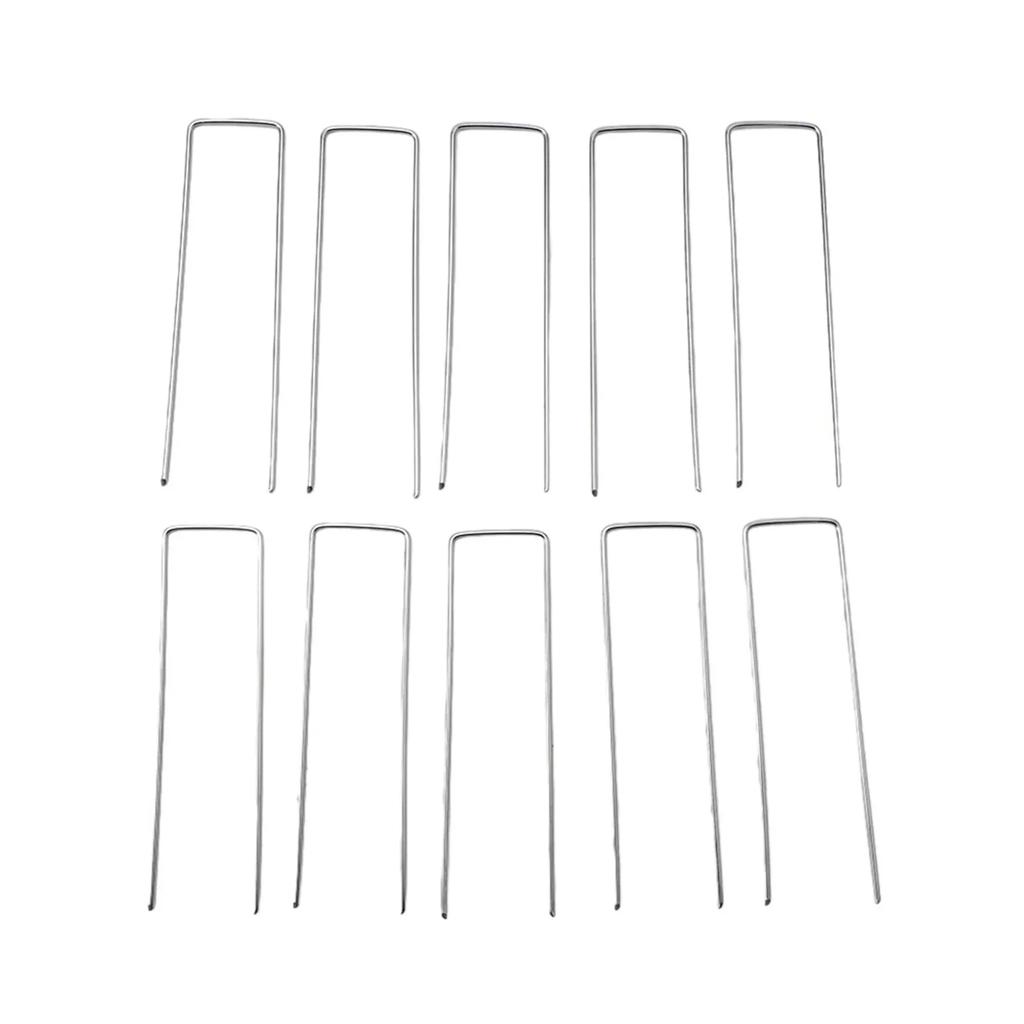 10Pcs Metal Ground U Tent Pegs Gazebo Camping Tarpaulin Hooks 10/15/20 CM Length Outdoor Ground Cloth Nail Farm Garden Tools