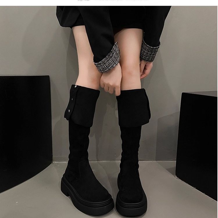 Wasteland Wind Stiefel Damen Herbst und Winter neue erhöhende Ritterstiefel leicht und vielseitig modische kleine hohe Stiefel