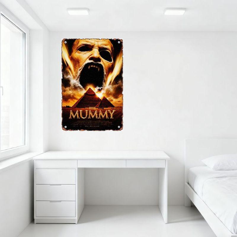 The Mummy Vintage Metal Tin Sign Ancient Egyptian Pyramid Horror Movie Plaque Wall Decor for Home Office Man Cave
