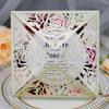 KX4B 20pcs/set Wedding Invitations Cards Glitter Rose Flower Greeting Card Invite Envelopes Bridal Shower Supplies