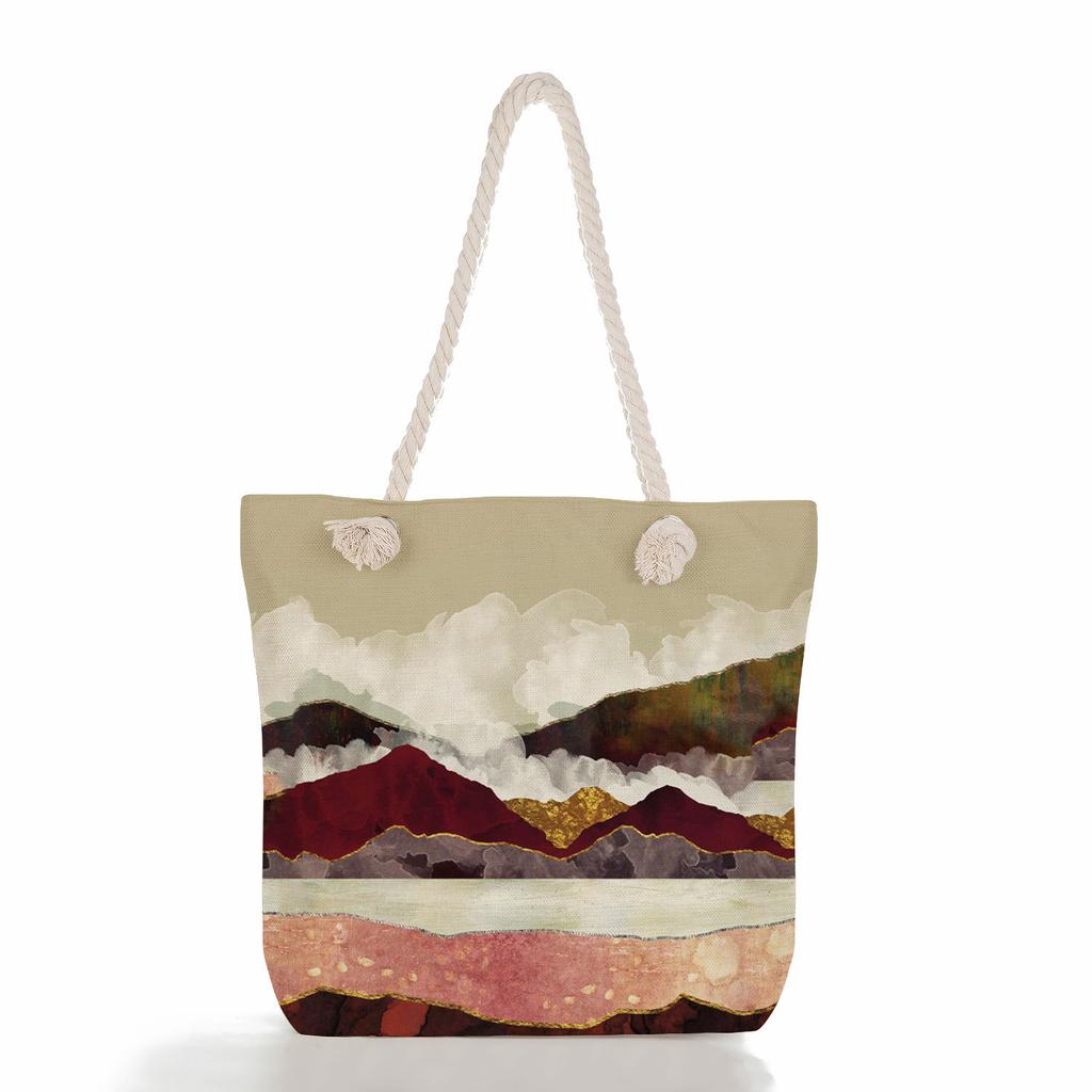 Landscape Painting Print Thick Rope Single-shoulder Beach Bag 7244 KTB