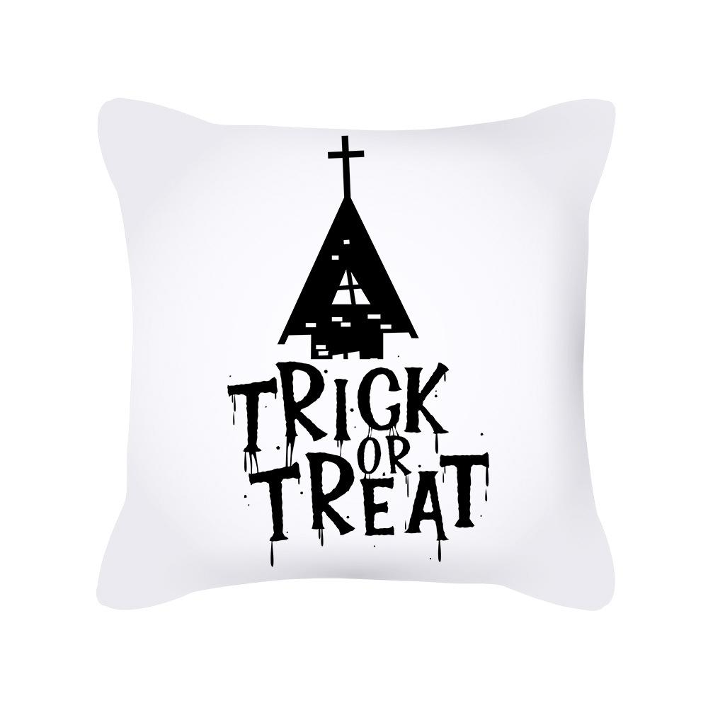 Nordic Black and White Halloween Cushion Letters Ghost Peach Skin Cushion Cartoon Home Cushion Cover