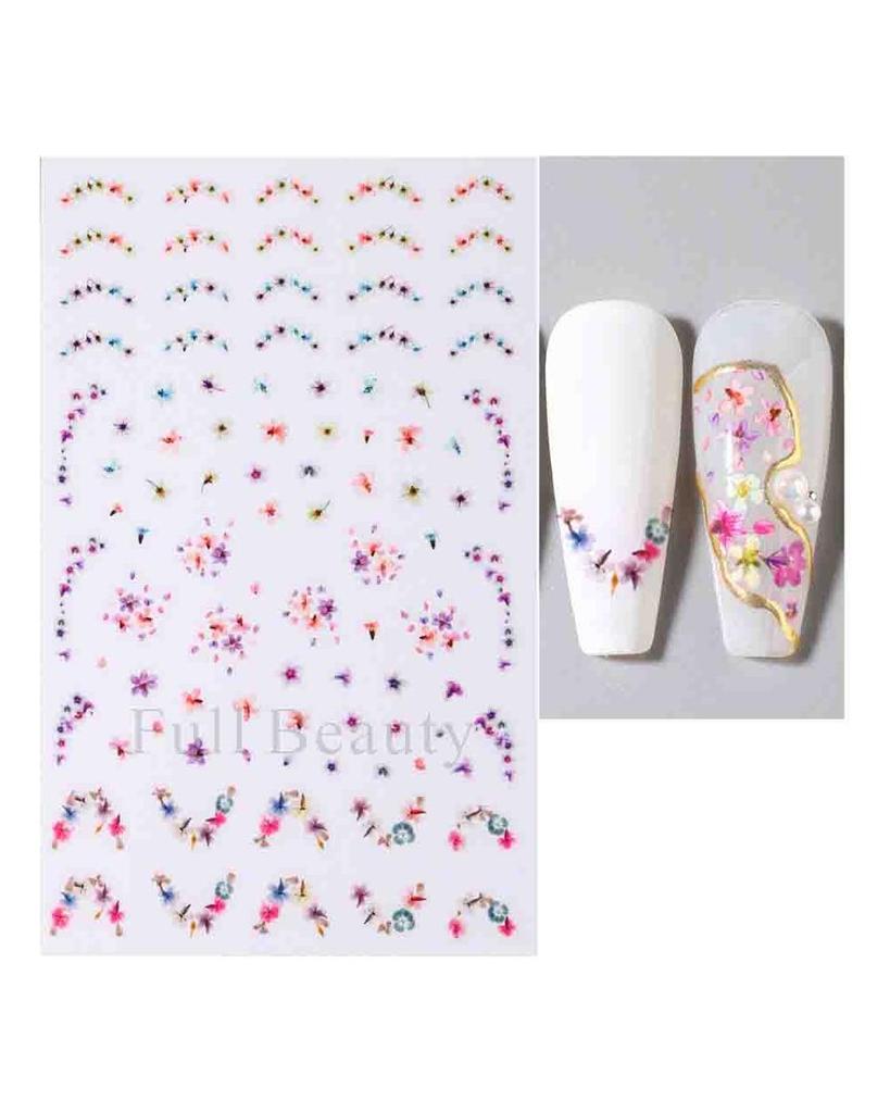 Autocollants 3D pour Nail Art, lignes ondulées abstraites colorées, décalcomanies à fleurs et feuilles florales, décoration d'ongles