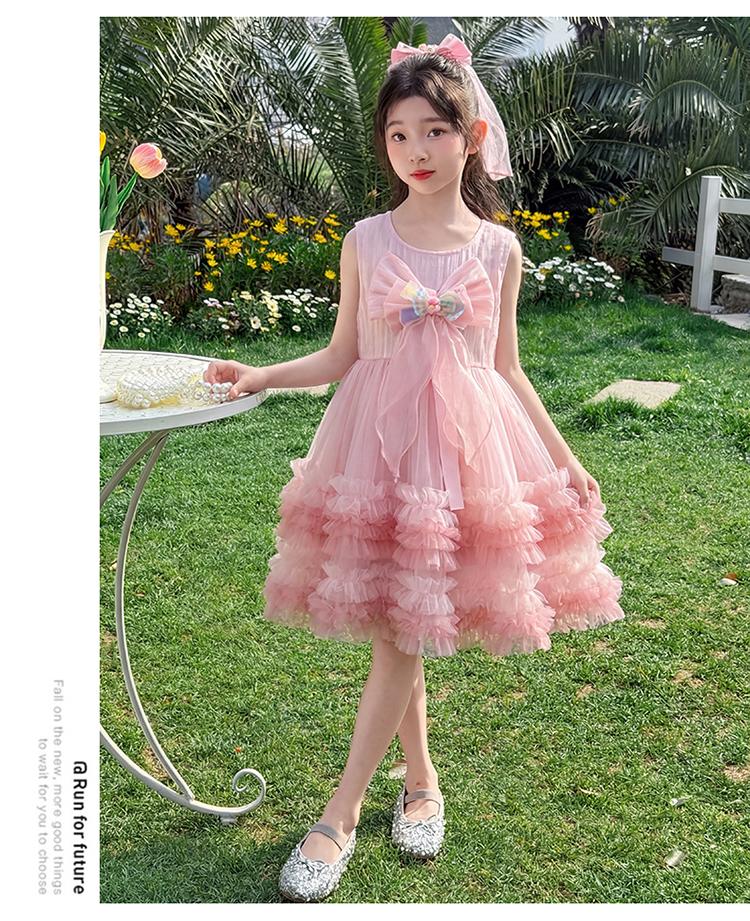 Sweet mesh dress for girls summer dress 2026 new style children's western-style princess dress little girl fluffy dress
