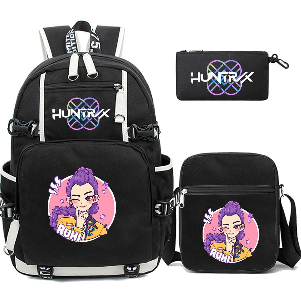 3Pcs/set K-pop Printed Backpack with Pengcil Case Shoulder Bag for Teenager Girl Boy Bookbag Large Capacity Waterproof Travel Bag Kid Gift Mochila