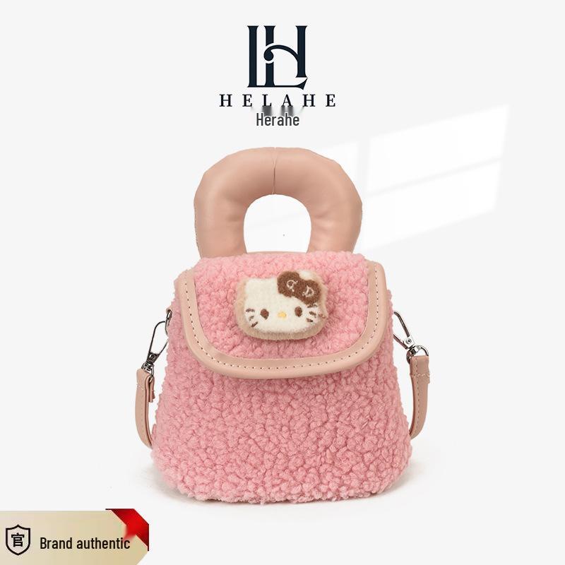 

Дитяча ретро мультяшна плюшева сумка через плече - Міні цукеркова сумка на плече для осені/зими 2025 рожевий