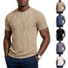 Men's Striped Texture Quick-Dry Short-Sleeved T-Shirt - Men's Retro Round-neck Lightweight Breathable Cool-Feeling Sports Casual Shirt