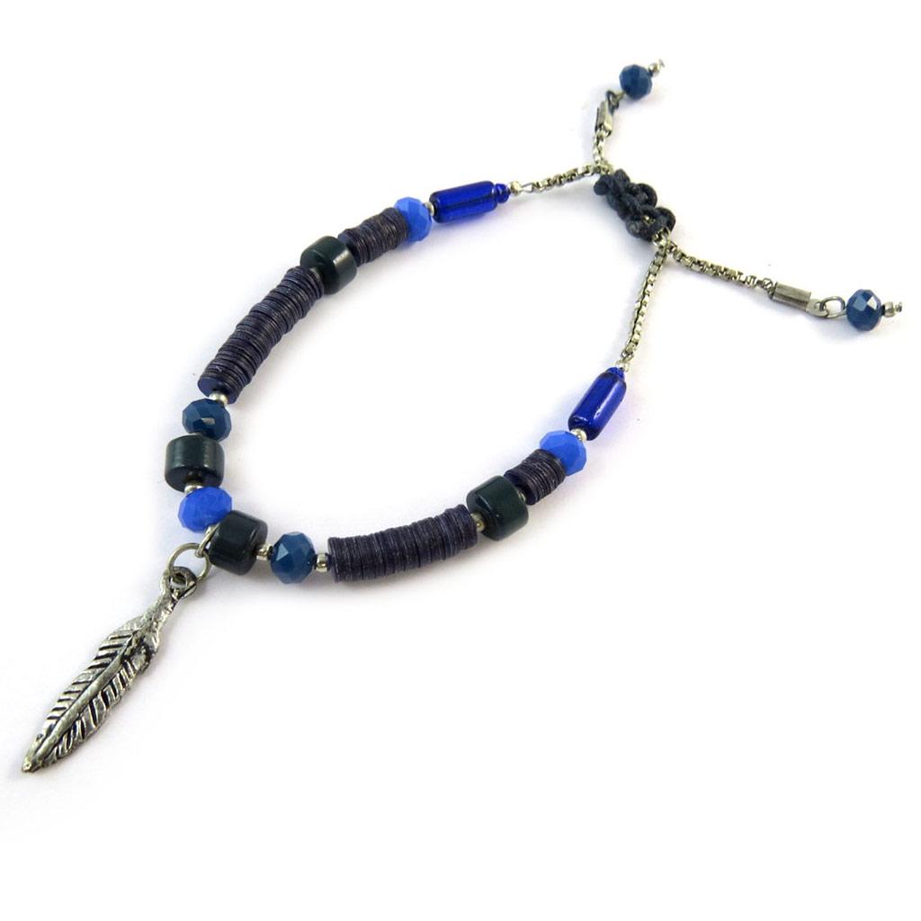 Les Trésors De Lily [N8247] - Antiqued Silver Blue 'Navajos' Bracelet