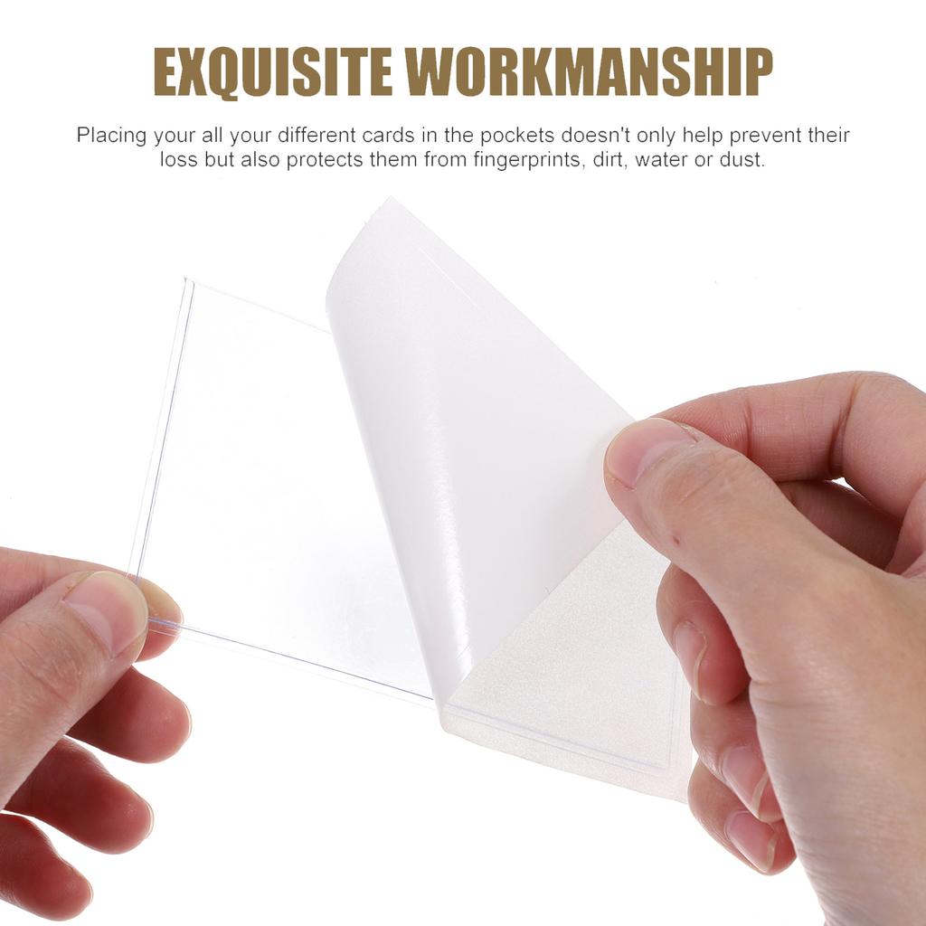 10Pcs Clear Index Card Pockets Self Adhesive Label Holders Protective Transparent Card Organizers for Library Office Warehouse