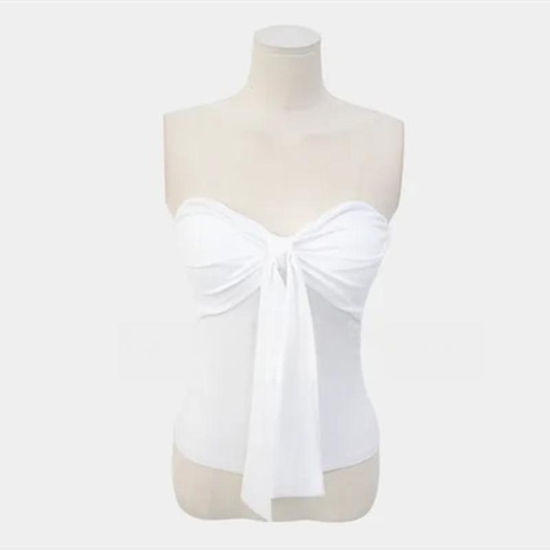 Korean Off-Shoulder Tie-Up Sleeveless Tank Top for Women One Size белый