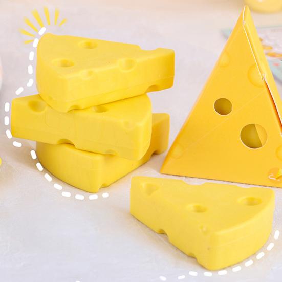Cheese Shape Eraser Cute PVC Erasers for Kids Students Fun Classroom Prize School Supply for Kindergarten Party Favors
