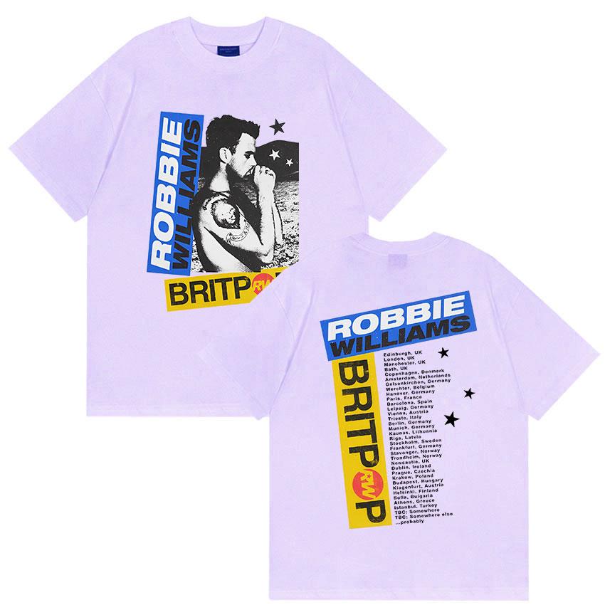 Robbie Williams Rw Album 2025 Merch T-Shirt Herren Hip Hop Rock Gothic Kurzarm T-shirt Unisex Retro Übergroße Baumwoll T-shirts