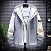 Men's Plus Size Hooded Straight Hem Colorblock Jacket