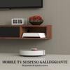 TV Cabinet Up To 50" Wall-Mounted with Drawer, 2 Open Shelves and Cable Hole, 120x24x16 Cm, Walnut