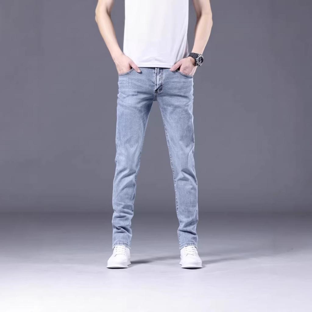 New Jeans Men's Summer Korean Edition Slim-Fit Small Foot Trousers Fashion Men's Pants Straight Elastic Casual Pants