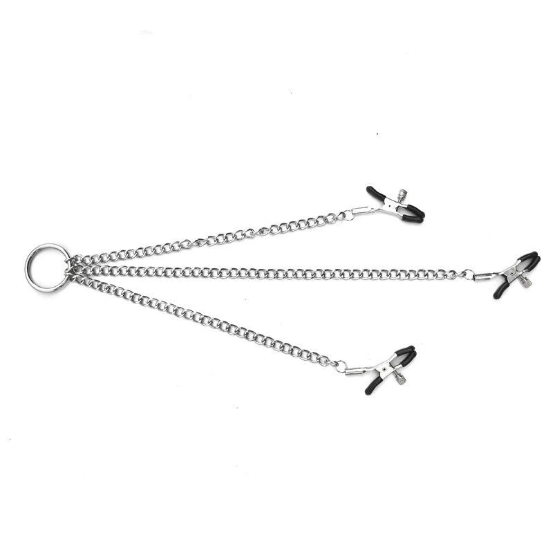 Adjustable Three-Chain Nipple Clamp Adult Sex Toy for Women And Couples with Bells Breast Clip for Enhanced Sensation