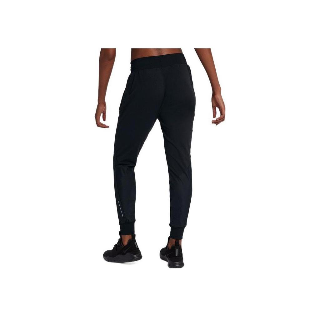 Nike Solid Color Logo Elastic Waistband Cuffed Sports Pants Women bottoms Black 930470-010
