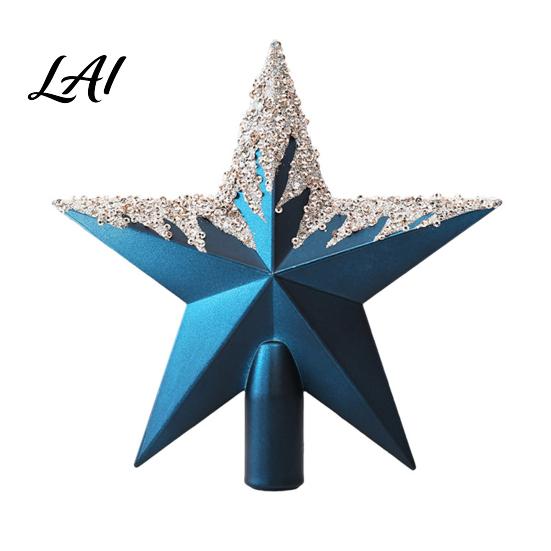 Christmas Party Tree Decorations Glitter Sequins Star Topper Shiny Sparkly Treetop Seasonal Top Ornaments Ornament Shatter-Proof Decoration for Xmas