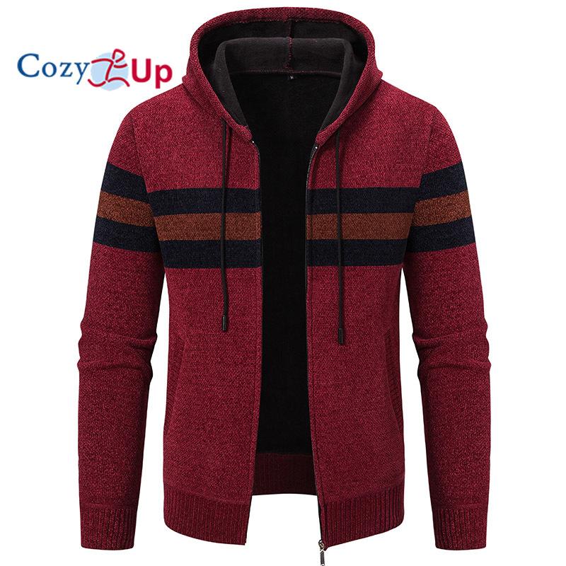 

Уютный мужской свитер Кардиган Свитер в рубчик Обычная вязка с капюшоном Утепленные брюки Современный Современный Повседневная одежда На выход 3XL красный