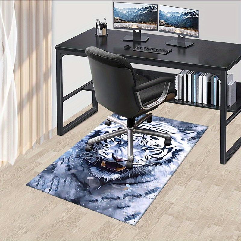 1pc. White Tiger Print Rug for Home Decor Office Carpet Chair Cover Outdoor Gift Animal Pattern Mat