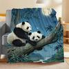 Moonlight Panda Print Blanket - Ultra Soft Gift for Boys/Girls, Perfect for Bed/Sofa Decor, All-Season Cozy Throw