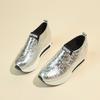 Silver Sneakers Woman Plus Size 42 Slip On Casual Shoes Patent Leather Platform Loafers Shoes for Women  Spring Light Gold