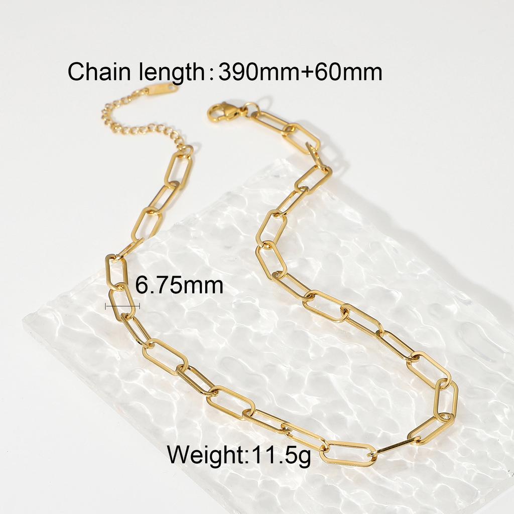Wanxing 18K gold-plated titanium steel necklace ins wind light luxury cold collarbone chain stainless steel jewelry