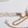 Ladies Thin Waist Chain, Dress Decorative Waist Chain, White Pearl Woven Belt, Rhinestone Waist Chain.