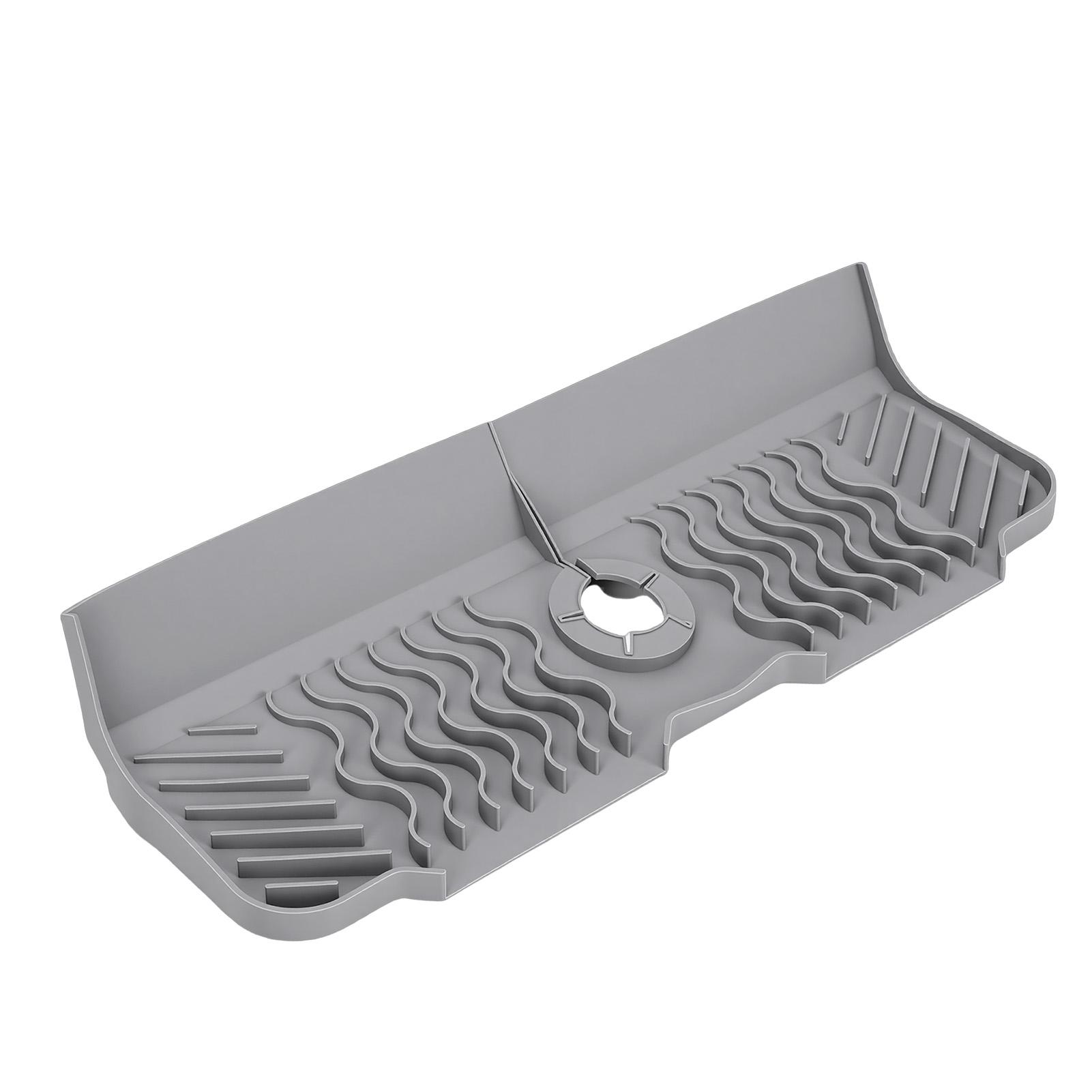 Silicone Faucet Mat 17.7 Inch   Sink Protector Draining Mat Prevent Splashing Kitchen Sink Drying Tray Mat for Countertop