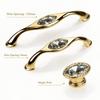 Polished Crystal Cabinet Handle Shiny Furniture Knob Gold Drawer Pull  Wardrobe Furniture Cabinet