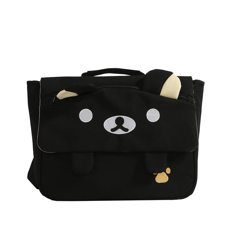 2025 New Large-capacity Super Cute Japanese Cute College Bear Embroidery Pattern Student Bag, Backpack