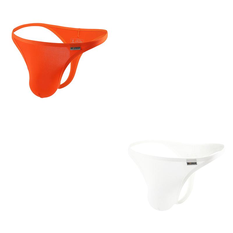 2Pcs/Lot Sexy Low-rise Men's Thongs Solid Color Ultra Soft T-Back Briefs Naked Feel Comfortable Breathable Underwear