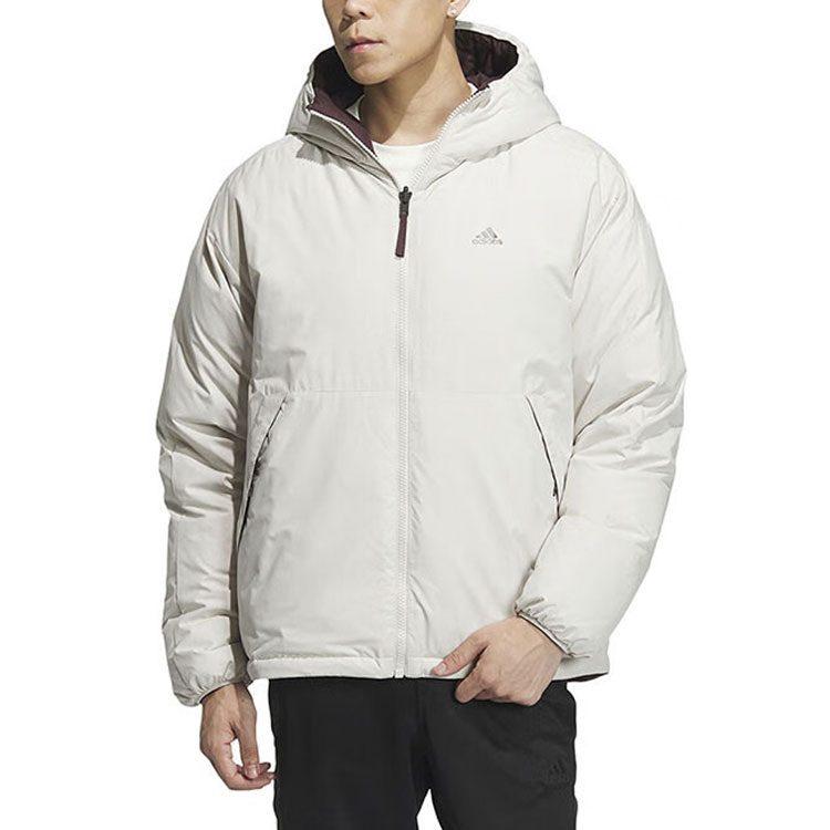 Adidas Down Jackets Men's Beige Hooded Moderate Down Jacket IS0372