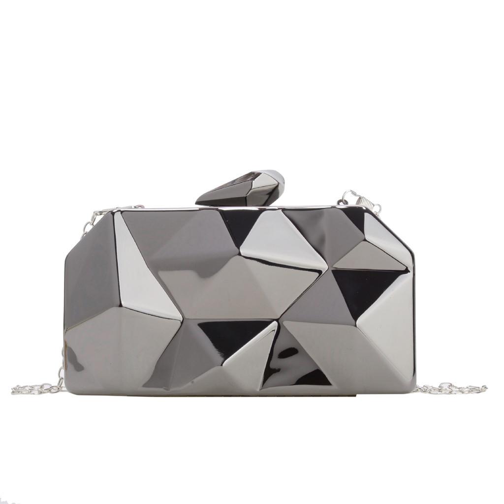 Acryl Mini Box Clutch Met Ketting Zilver Elegante Avondtas Voor Dagelijks Gebruik