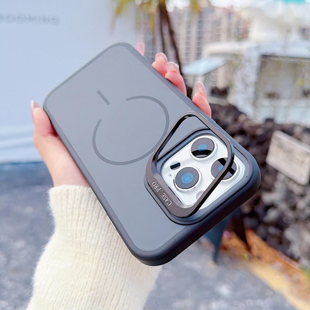 KEYSION Matte Skin Feel Lens Stand Phone Case for Magsafe for iPhone 16 Pro Max 16 Plus Magnetic Wireless Charging Shockproof Cover