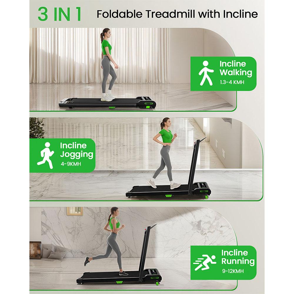 Akluer 480L-B Incline Walking Pad with Handle, 2.5HP Under Desk Treadmill, LED Screen & Remote Control, 330lbs Max Capacity, Foldable