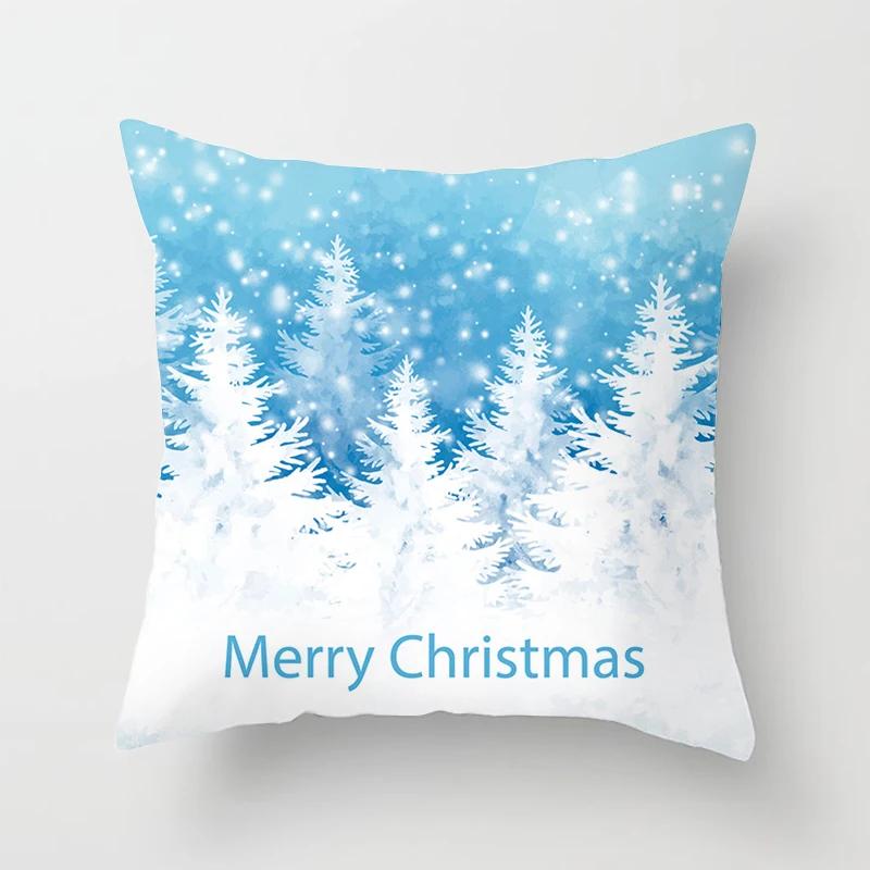 Blauer Schneeflocken Weihnachts-Kissenbezug Heimdeko Ornament Anhänger Geschenk Kissen