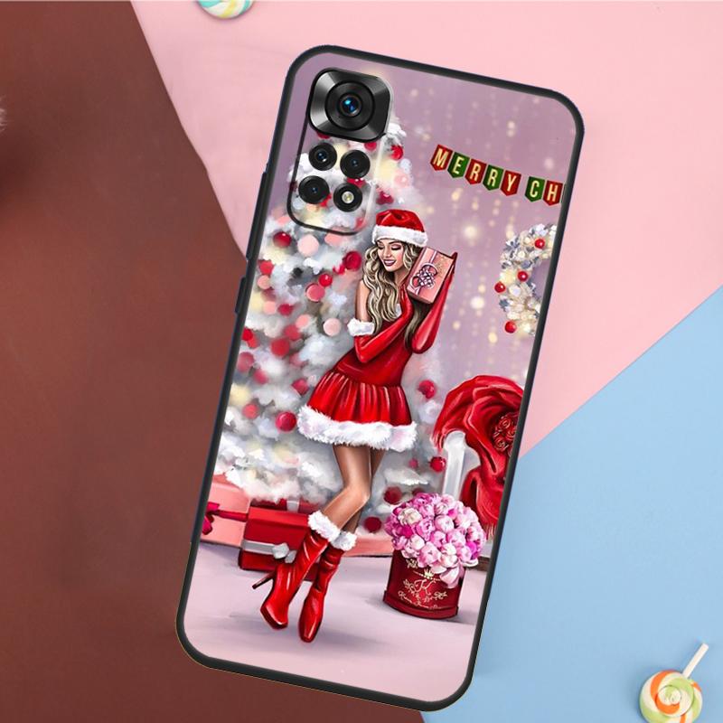 Fashion Girl Merry Christmas Case For Xiaomi Redmi Note 11 Pro 11S 8 9 12 10 Pro 10S 9S Redmi 9 10 12C 9C 10C Back Cover