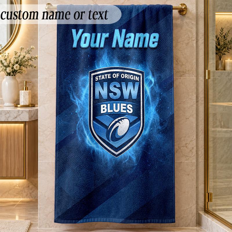 Beach TowelNSW Blues Logo Custom Name Text Personalized Soft Towel for Beach Pool Indoor Home Decor Gift