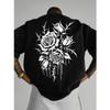 European Sizes New Bleeding Rose T-Shirt, Dark Style Rose Thorn Print Short Sleeve for Men