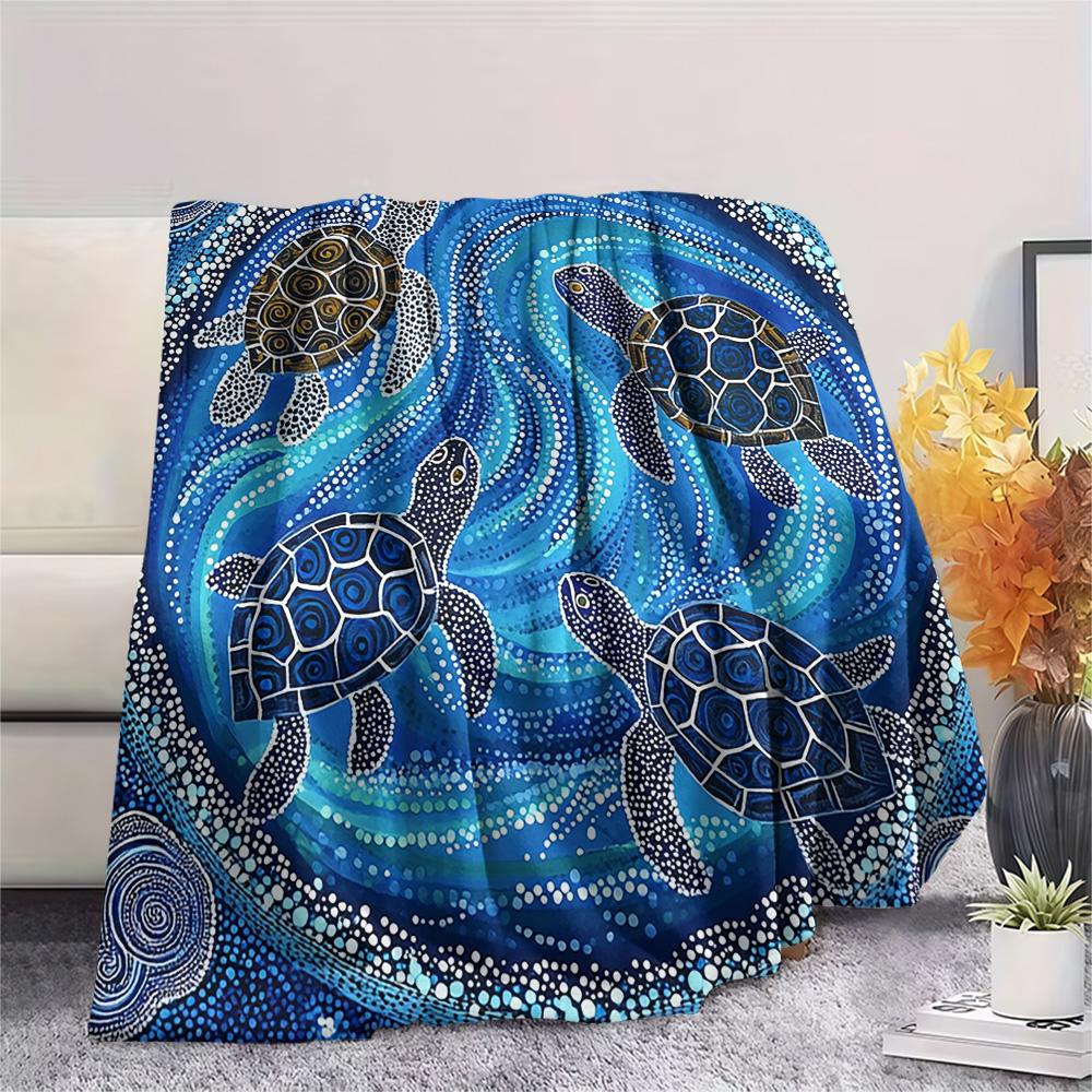 Tortoise Print Flannel Blanket, High quality Comfortable for All Seasons, Home Decor, Warmth and Comfort, Perfect for Christmas Gifts