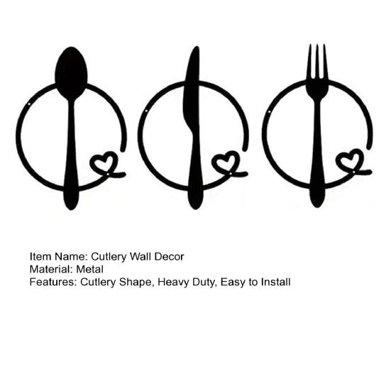 3 stk/sett Metallbestikk Veggdekorasjon Matt Svart Skje Gaffel Kniv Bestikk Veggkunst Skulptur Hjem Stue Kjøkken Vegg Dekorativt Skilt