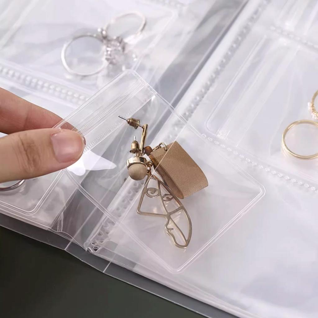 Jewelry storage album, transparent PVC storage book, earring, necklace, bracelet, ring storage bag, anti-oxidation jewelry bag